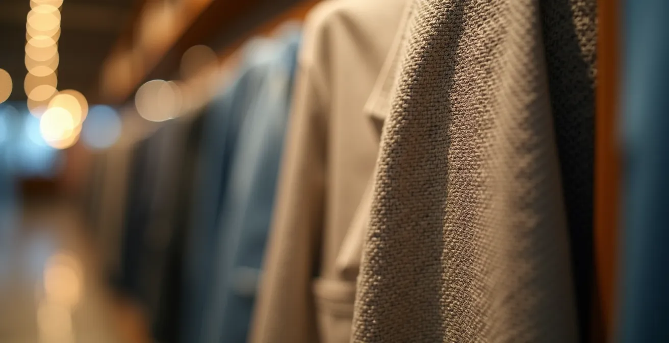 Macro shot of retail materials showing texture and quality